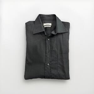 INGRAM MADE IN ITALY MENS XL BLACK PATTERN CASUAL BUTTON SHIRT 17.5/44 VGC!